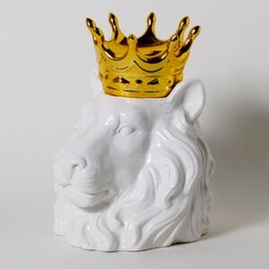 Imm Living Lion Head with Crown Ceramic Container Jar (bear head also available)